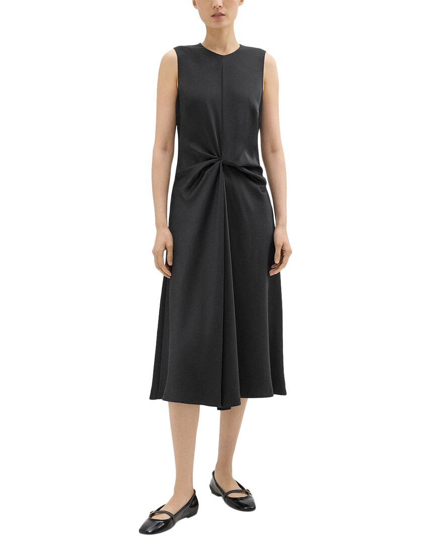 Theory Twisted Midi Dress In Black