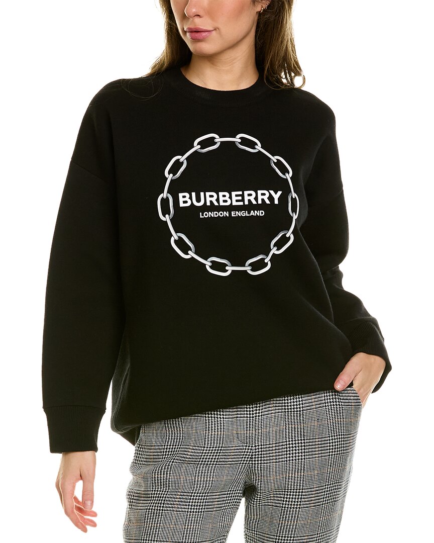 Shop Burberry Logo Wool-blend Sweatshirt In Black