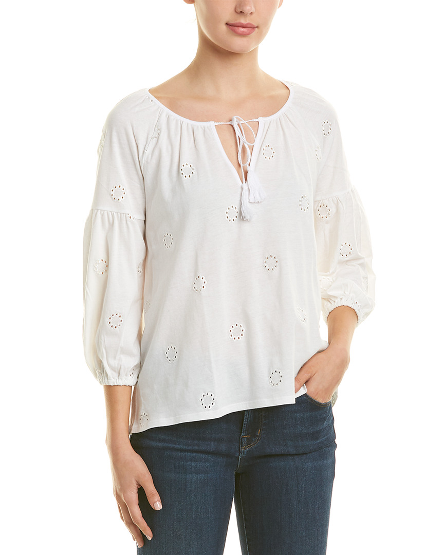 Image of Three Dots Eyelet Top