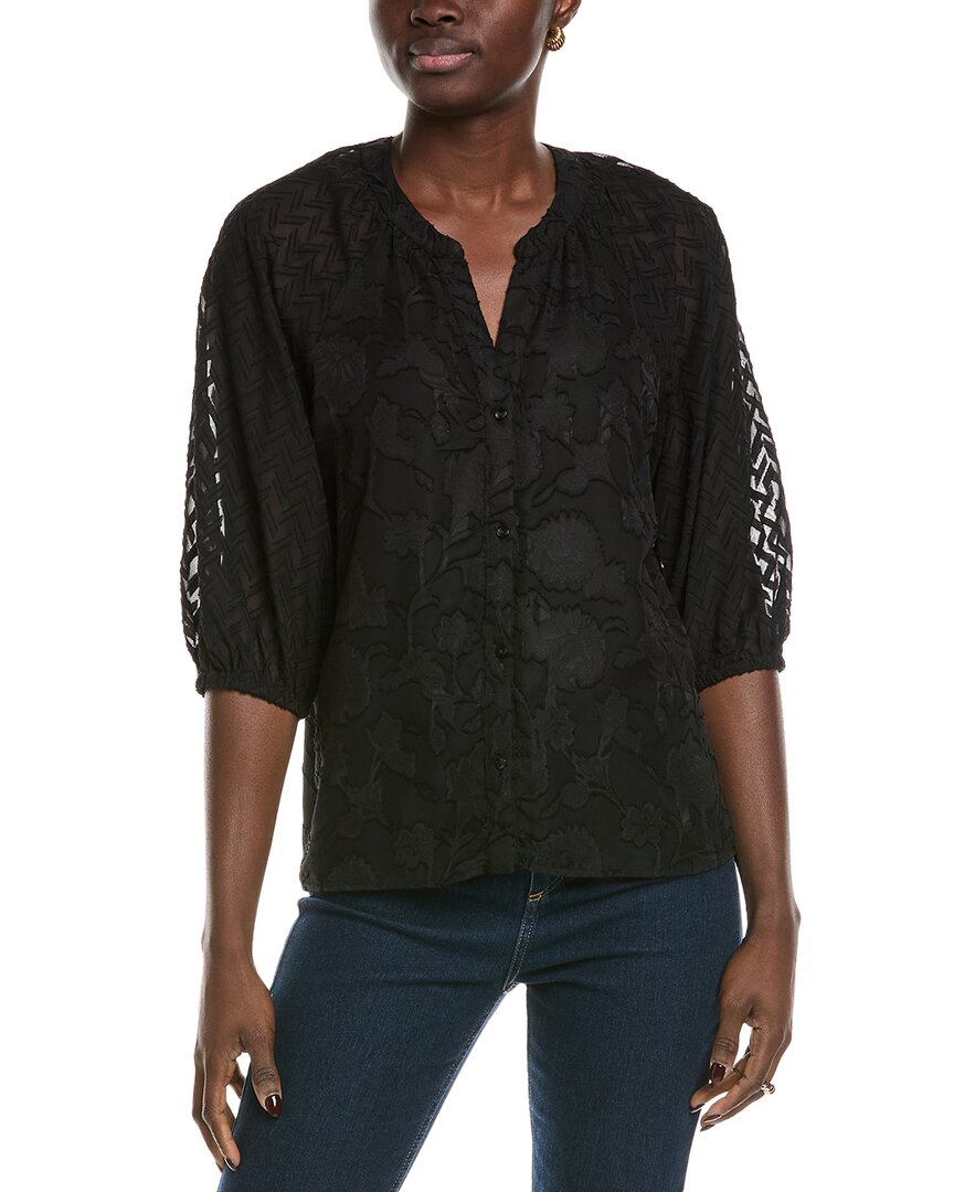 Vince Camuto Fil Coupe Burnout Blouse In Black