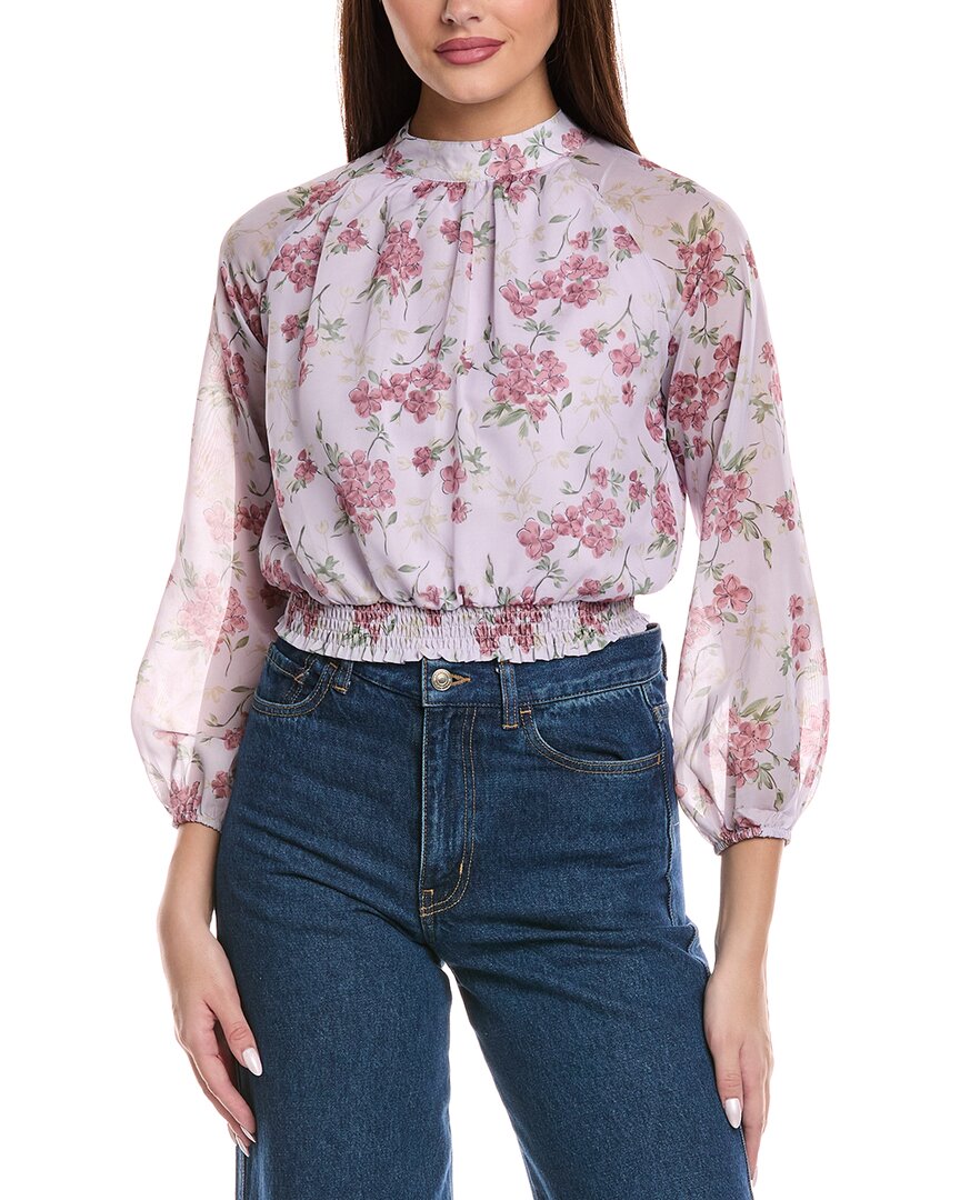 Brook + Lynn Floral Top In Purple