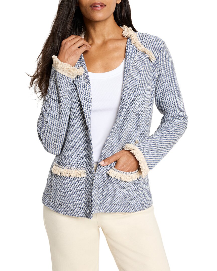 Nic + Zoe Petite Neutral Fringe Trim Jacket