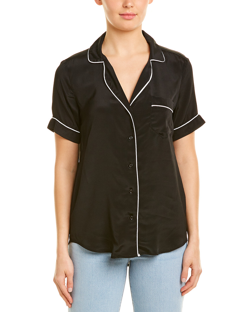 Image of Lavender Brown Pocket Silk-Blend Top