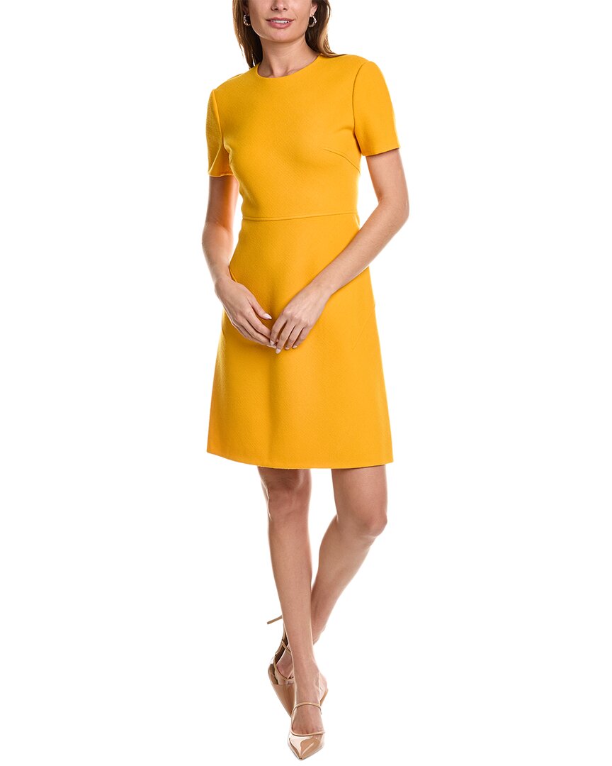 Lafayette 148 New York Fit-and-flare Wool Dress In Yellow