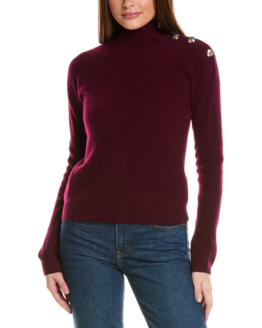 BRUNO MAGLI BRUNO MAGLI RIB BUTTON SHOULDER MOCK NEK CASHMERE SWEATER