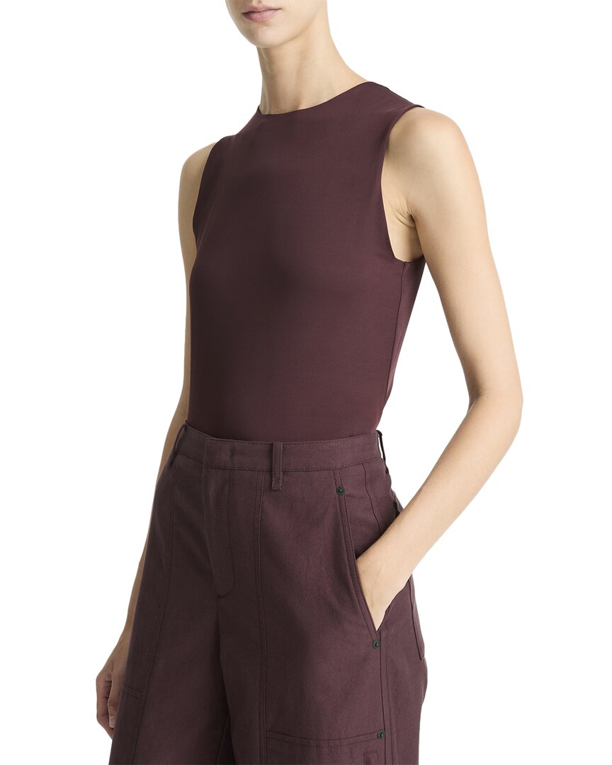 Vince Sleeveless Fitted Top In Burgundy