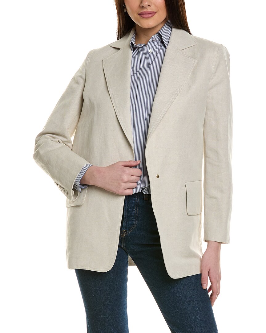 Shop Max Mara Mosa Linen-blend Jacket In White