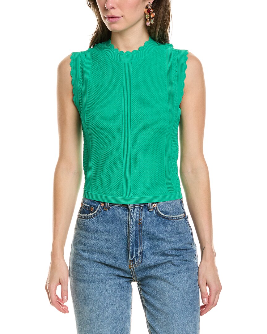 Shop The Kooples Multi-stitch Top In Green