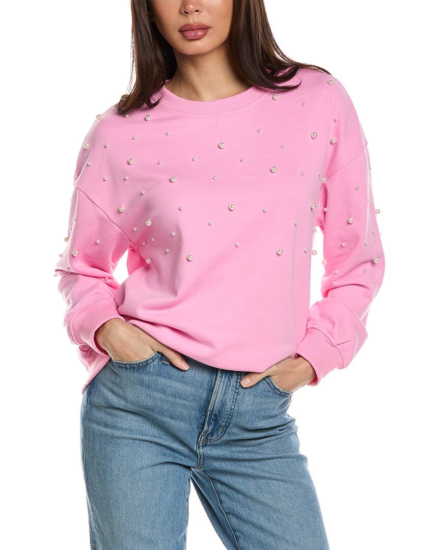 Shop Madison Miles Pearl Bead Sweatshirt In Pink
