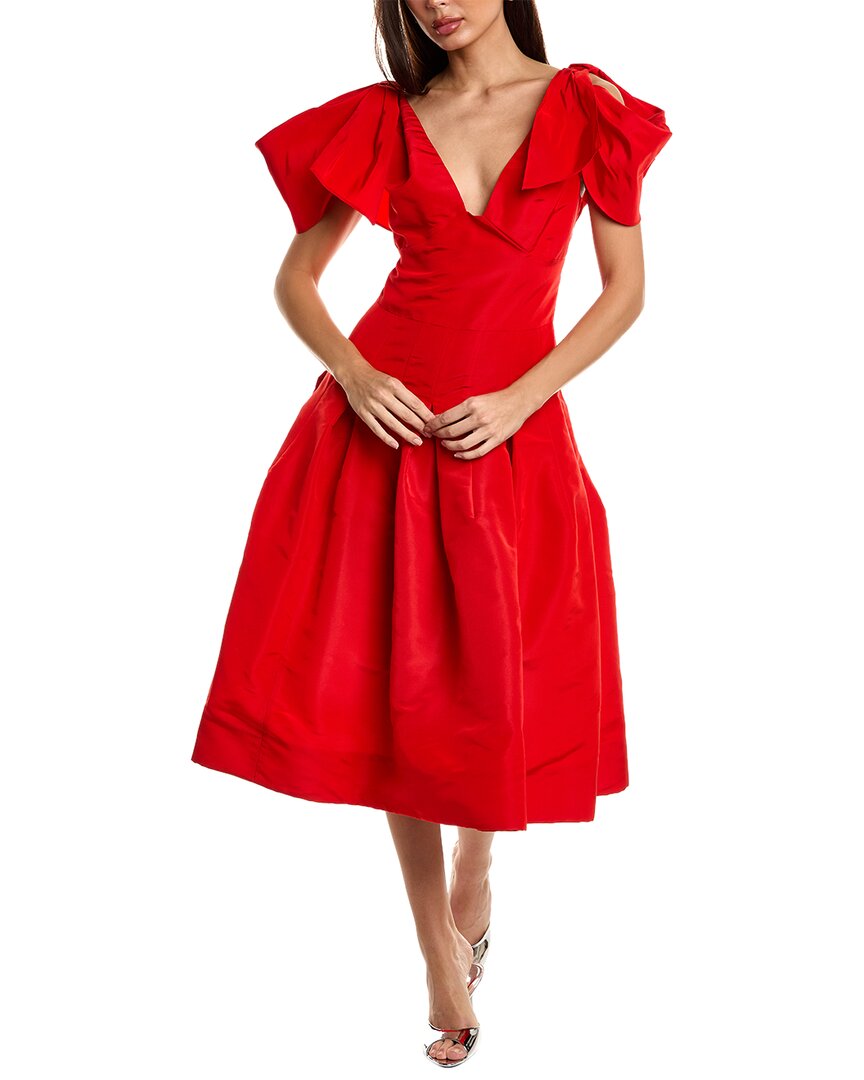 Shop Oscar De La Renta Shoulder Drape Silk A-line Dress