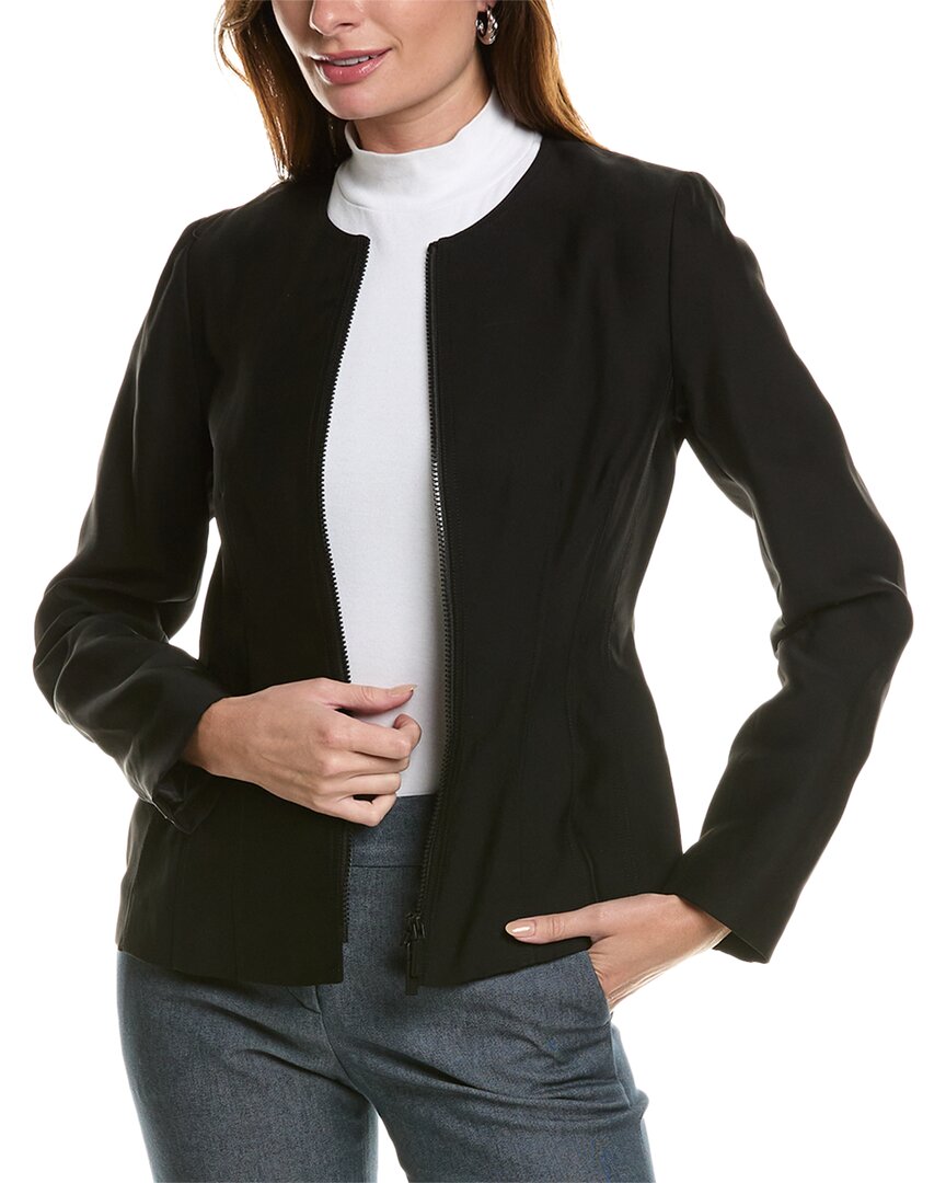 Lafayette 148 New York Zip Front Fitted Jacket In Black