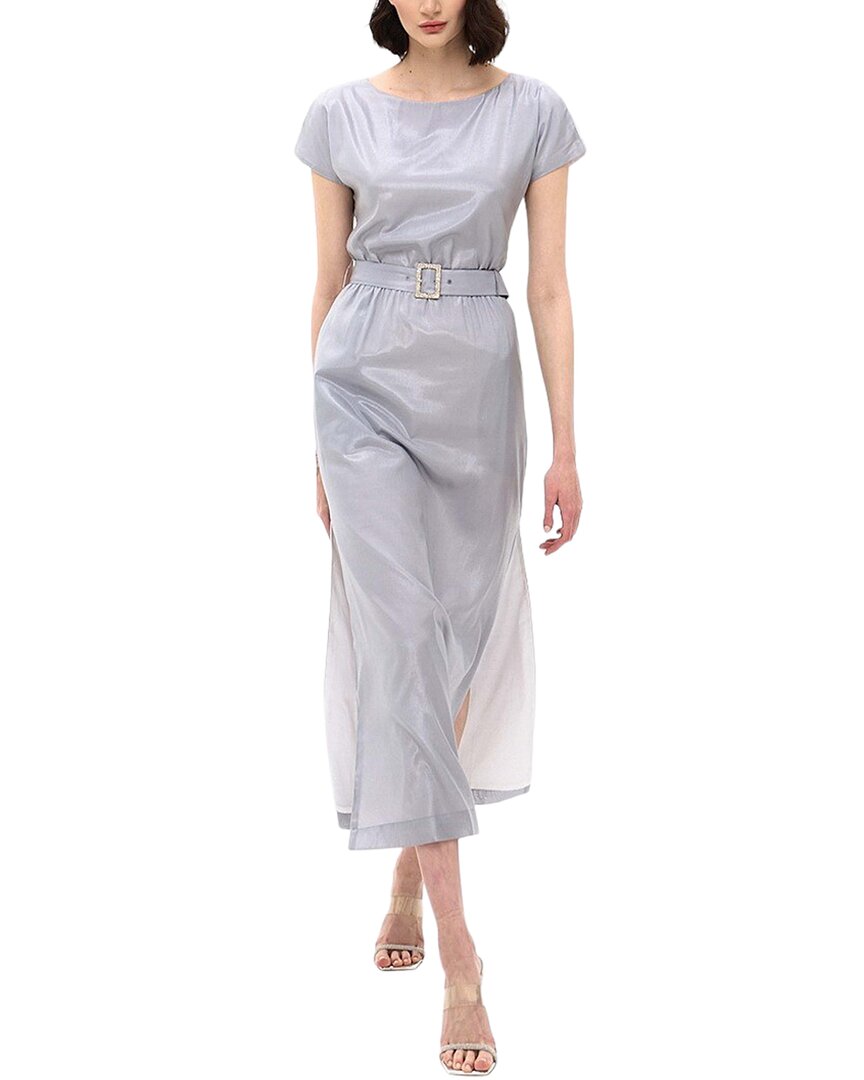 Bgl Silk-blend Midi Dress In Grey