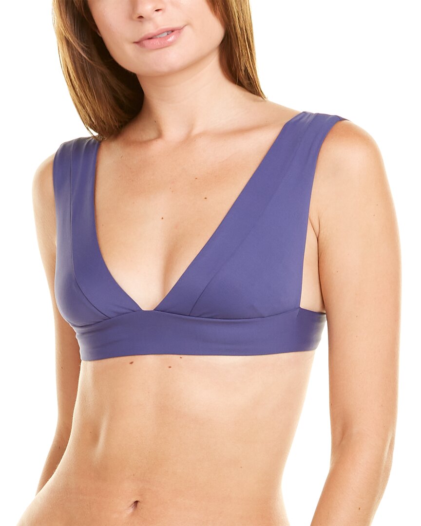 Vitamin A Magnolia V-Neck Bikini Top Women's Blue 10/L