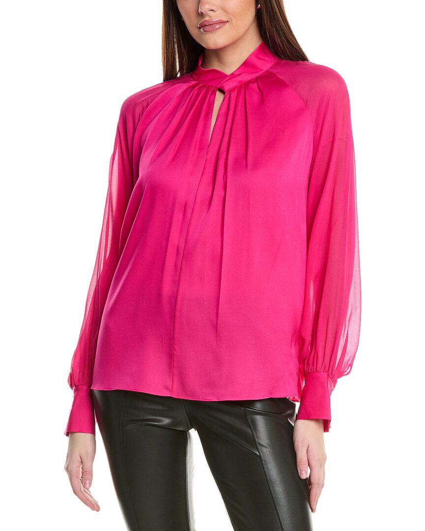 Elie Tahari The Valentine Silk Blend Blouse In Pink