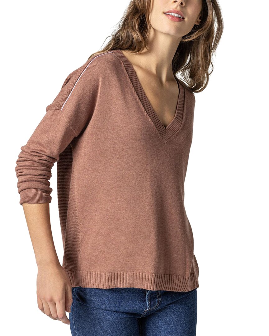 Shop Lilla P Wrapped Seam V-neck Sweater In Brown