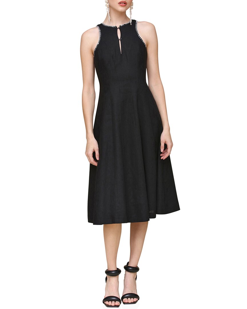 Avec Les Filles Halter Paneled Swing Dress In Black