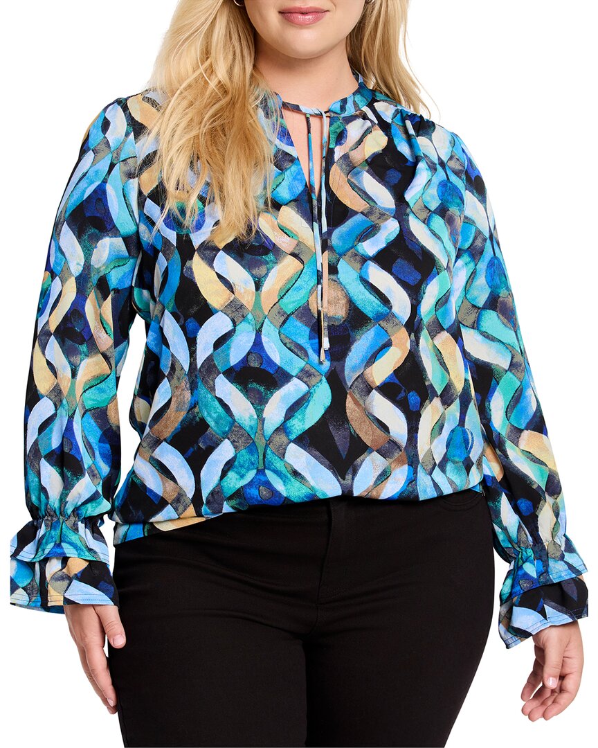 Nic + Zoe Blue Wave Links Top In Multi In Blue