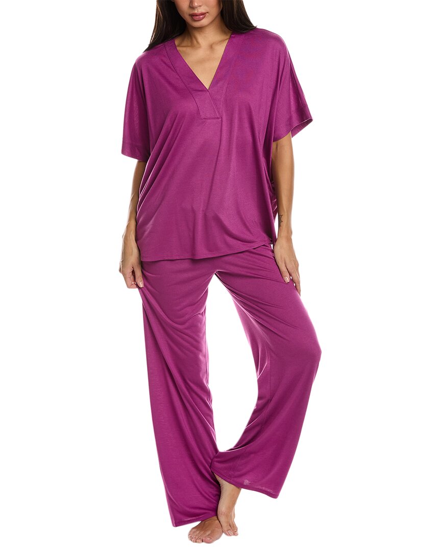 N Natori Caftan Pajama Set In Purple