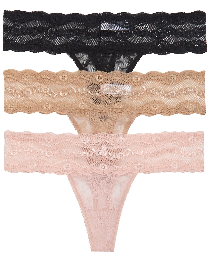B.tempt'd By Wacoal Lace Kiss Thong Panty Pack In 970-lace Kiss B2