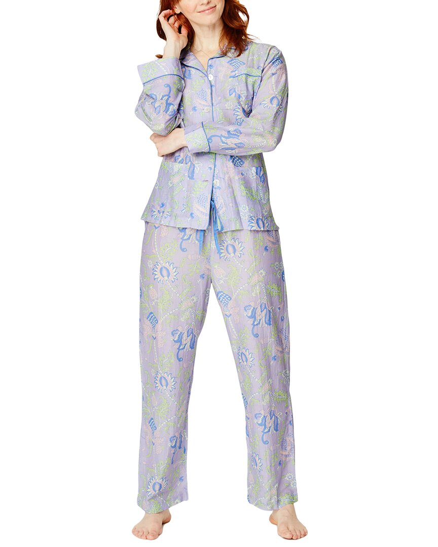 Roller Rabbit Jemina Silk-blend Loungewear Set In Purple