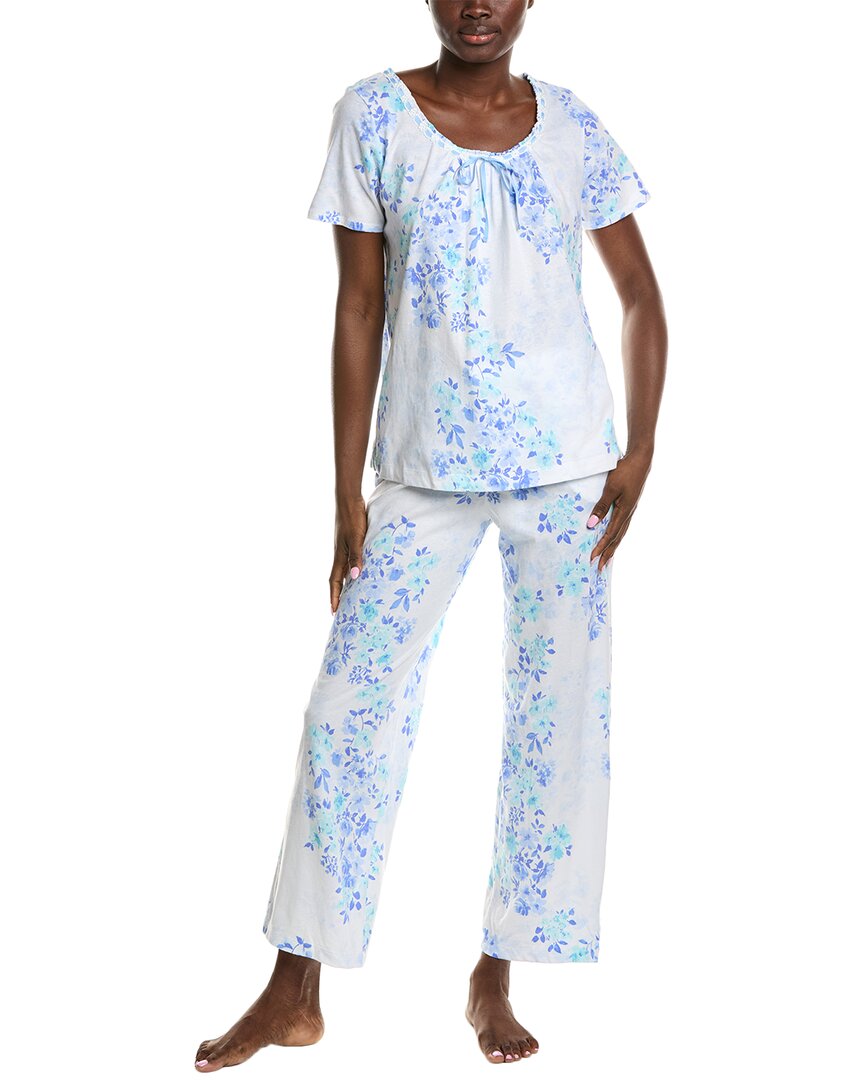 Carole Hochman 2pc Long Pajama Set In Blue