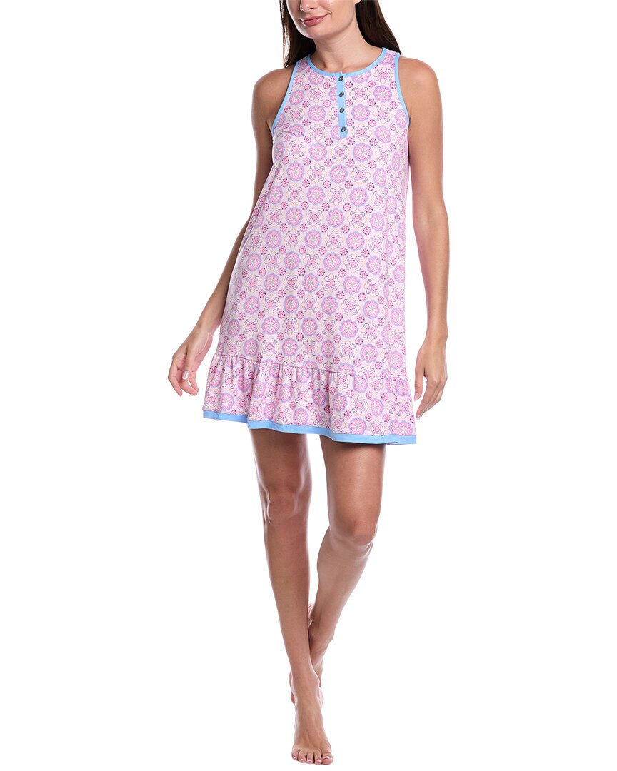 Ellen Tracy Plus Size Printed Ruffled-hem Nightgown In Pink