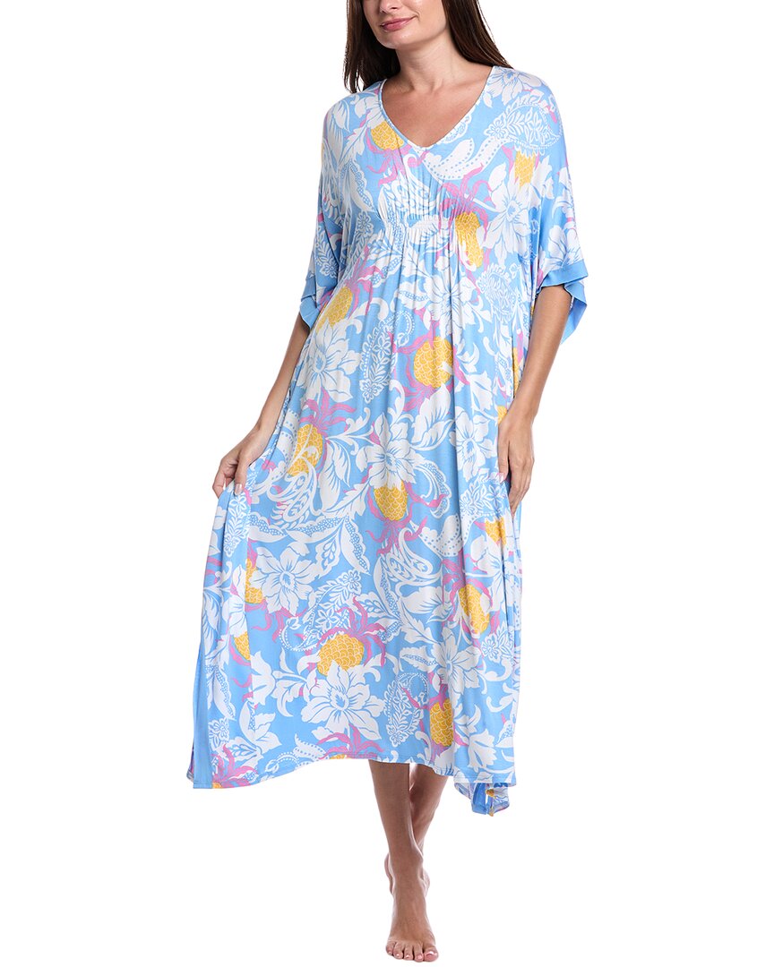 Ellen Tracy Long Caftan In Blue