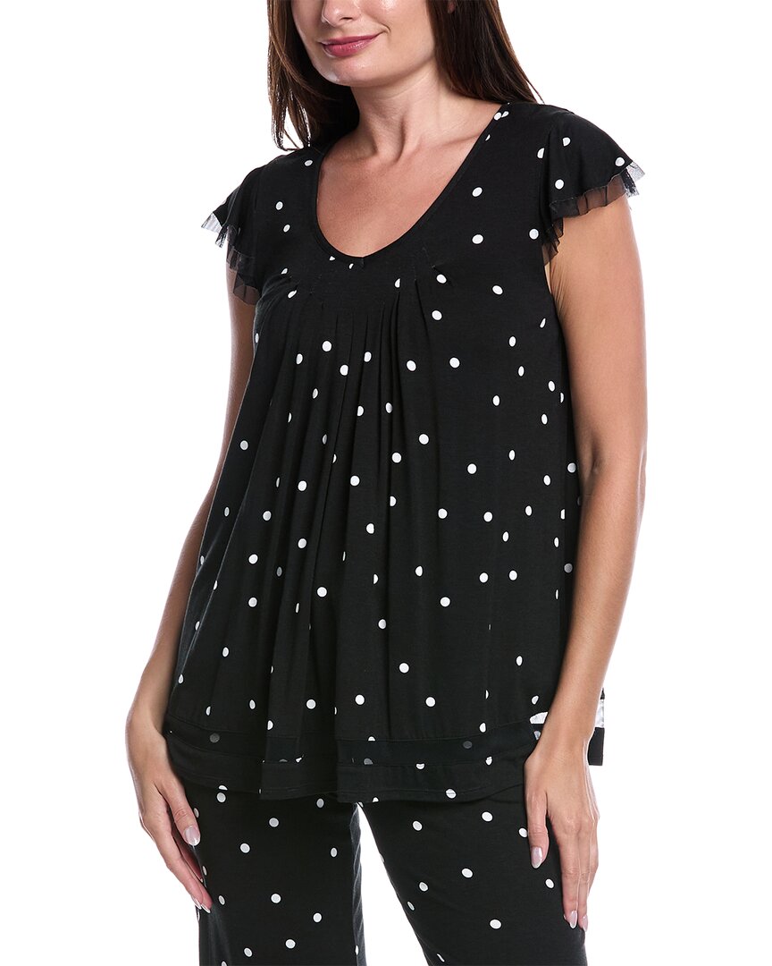 Ellen Tracy Flutter Sleeve Top In Black