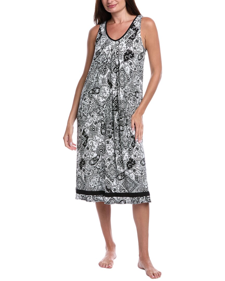 Ellen Tracy Midi Nightgown In Gray
