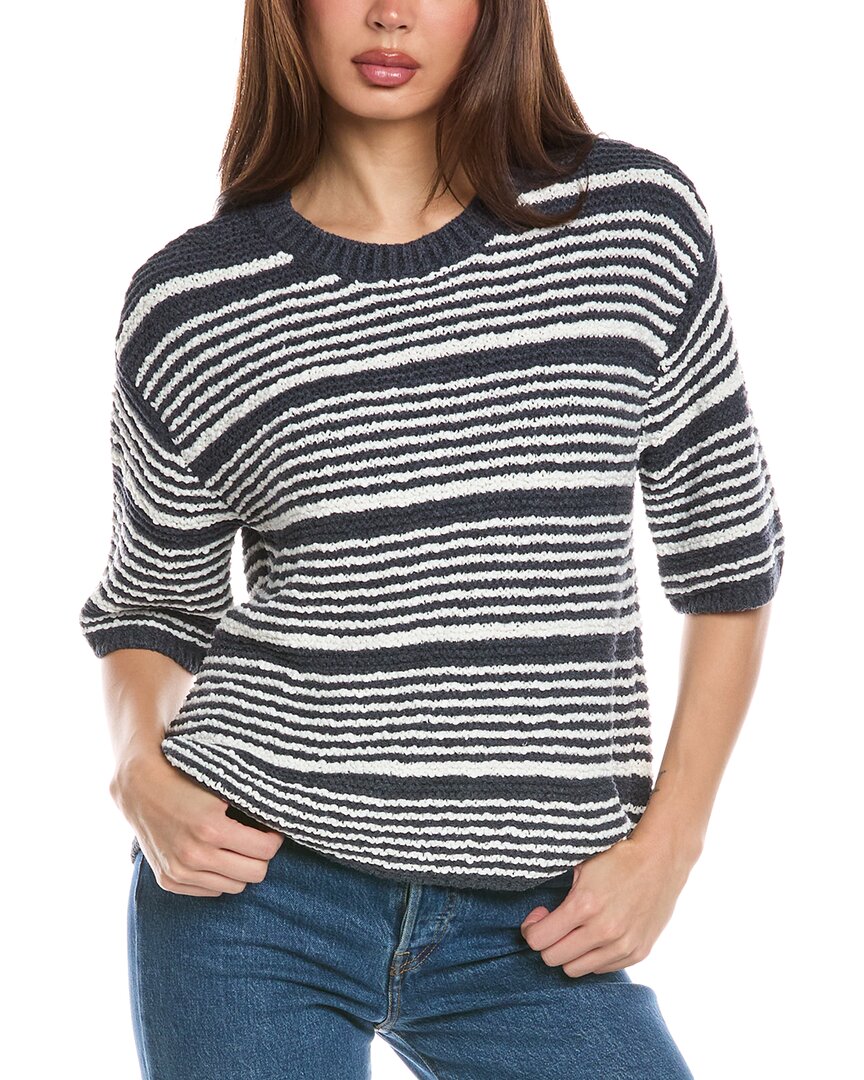 Barefoot Dreams Boucle Striped Pullover In Blue
