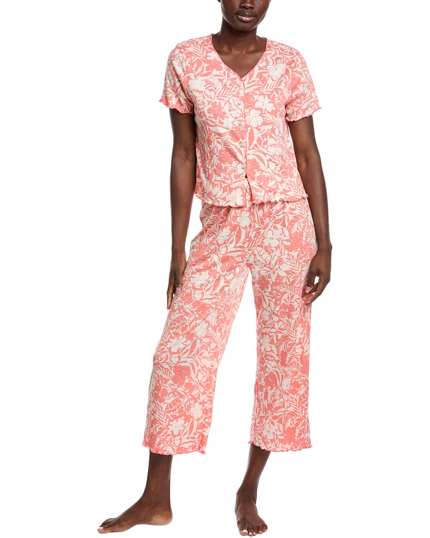 Splendid 2pc Sleep Cardigan & Crop Pant Set In Multi
