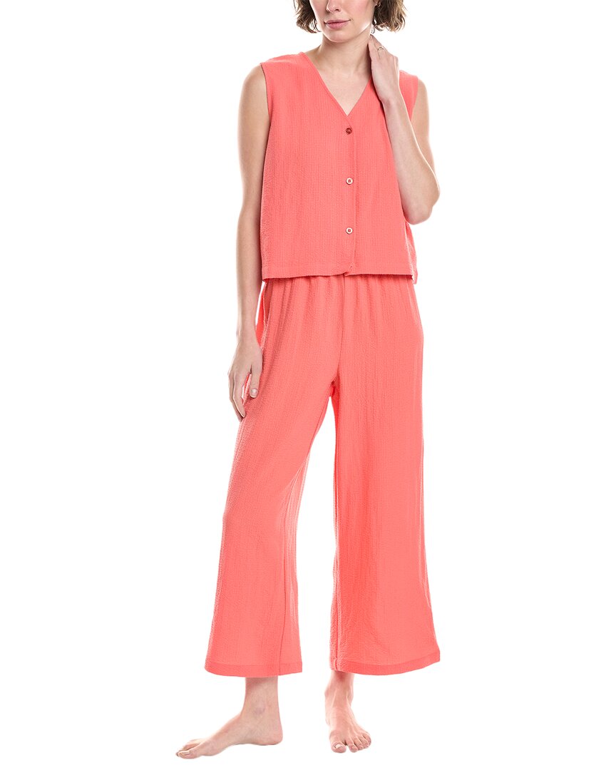 Splendid 2pc Vest & High-waist Crop Pant Set In Orange
