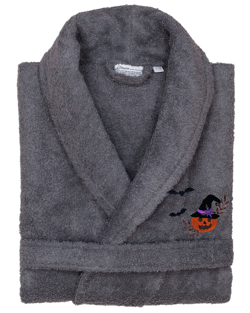 Linum Home Textiles Turkish Cotton Herringbone Weave Embroidered Unisex Bathrobe