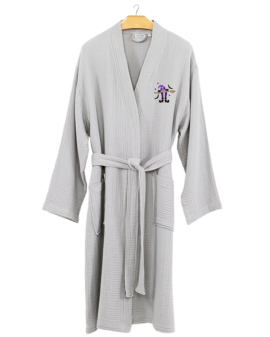 Linum Home Textiles Turkish Cotton Smyrna Hotel/spa Embroidered Unisex Halloween Robe - Hat-broom-le