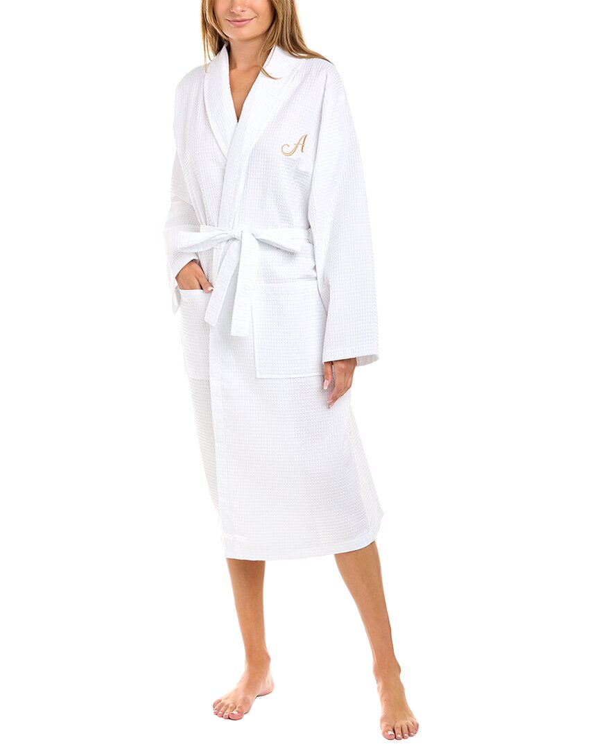 Linum Home Textiles Monogrammed Unisex Small/medium Waffle Bathrobe, (a-z)