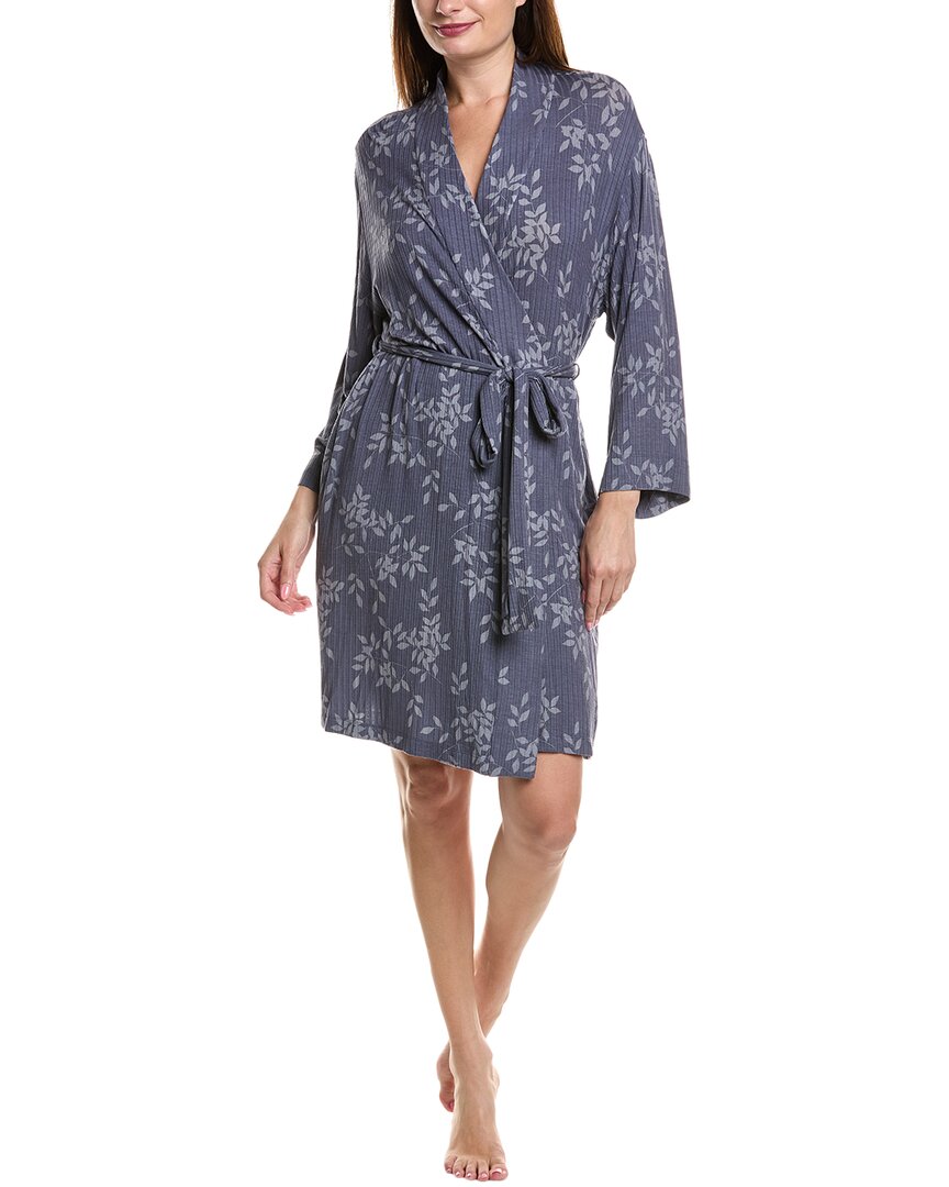 Natori Edit Aria Printed Rib Robe In Blue