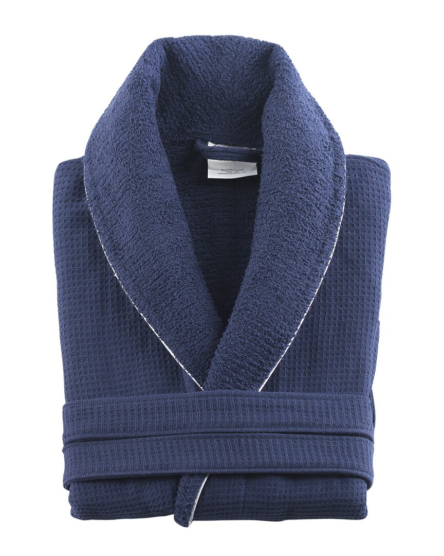 Enchante Home Waffle Turkish Cotton Bathrobe In Navy