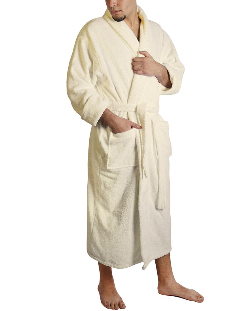 Superior Dnu  Men's Turkish Cotton Terry Ultra-plush And Absorbent Long Bathrobe In Ivory