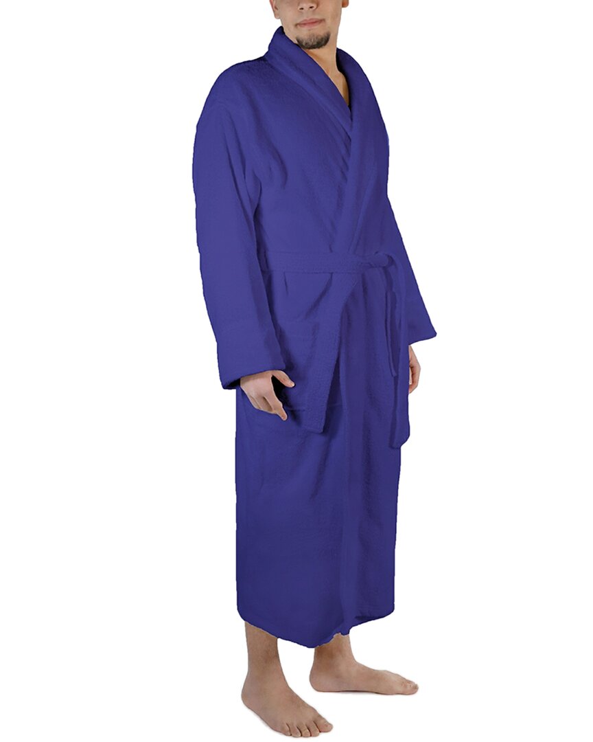 Superior Dnu  Men's Turkish Cotton Terry Ultra-plush And Absorbent Long Bathrobe In Navy