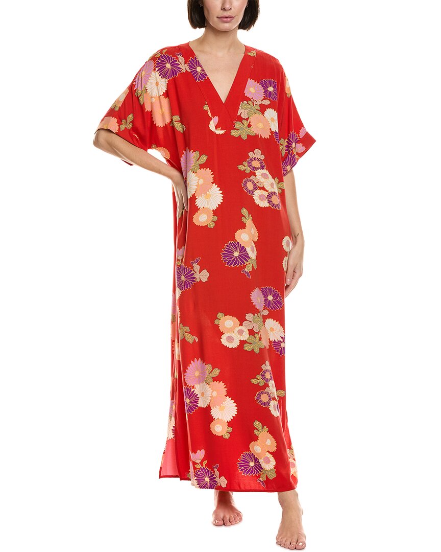 N Natori Kiku Challis Nightgown In Red