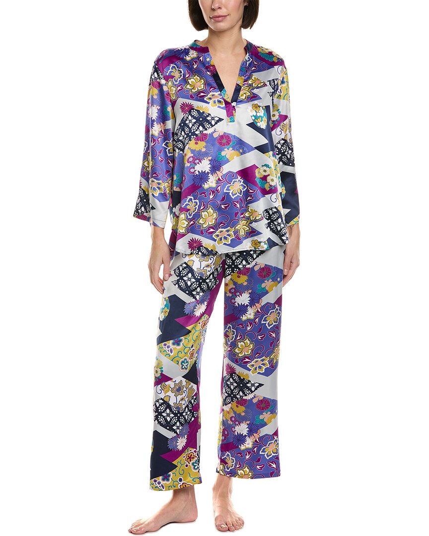 N Natori Deco - Satin Pj Set Pant In Blue