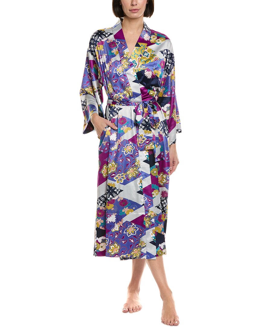 N Natori Deco - Satin Robe In Blue
