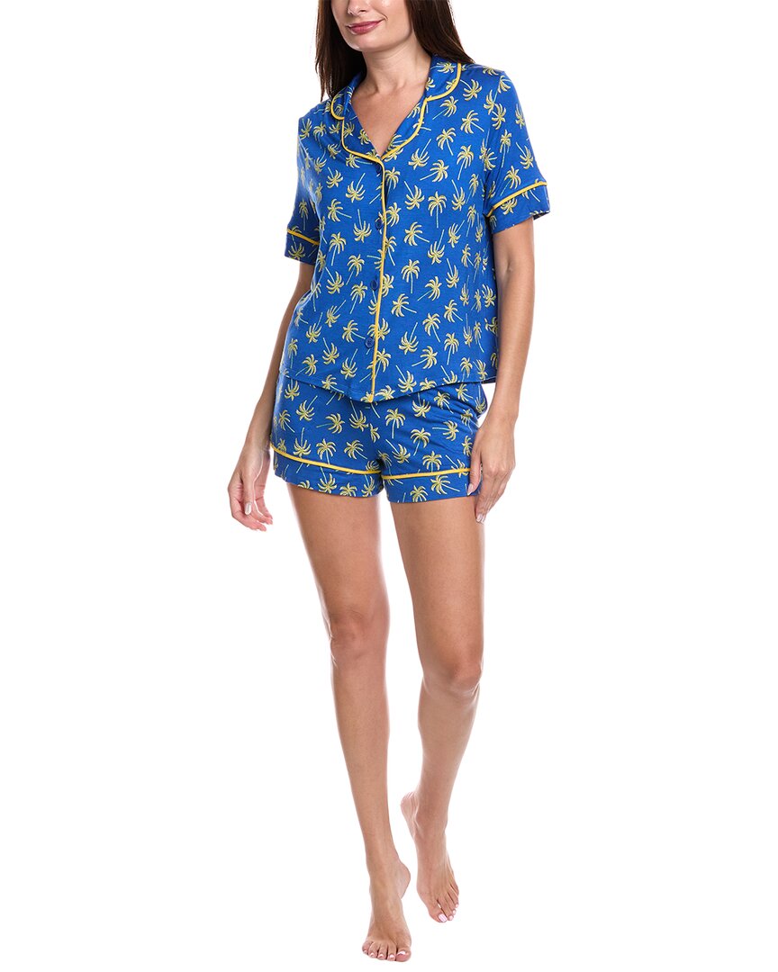 Room Service 2pc Aspen Shirt & Short Pajama Set In Blue