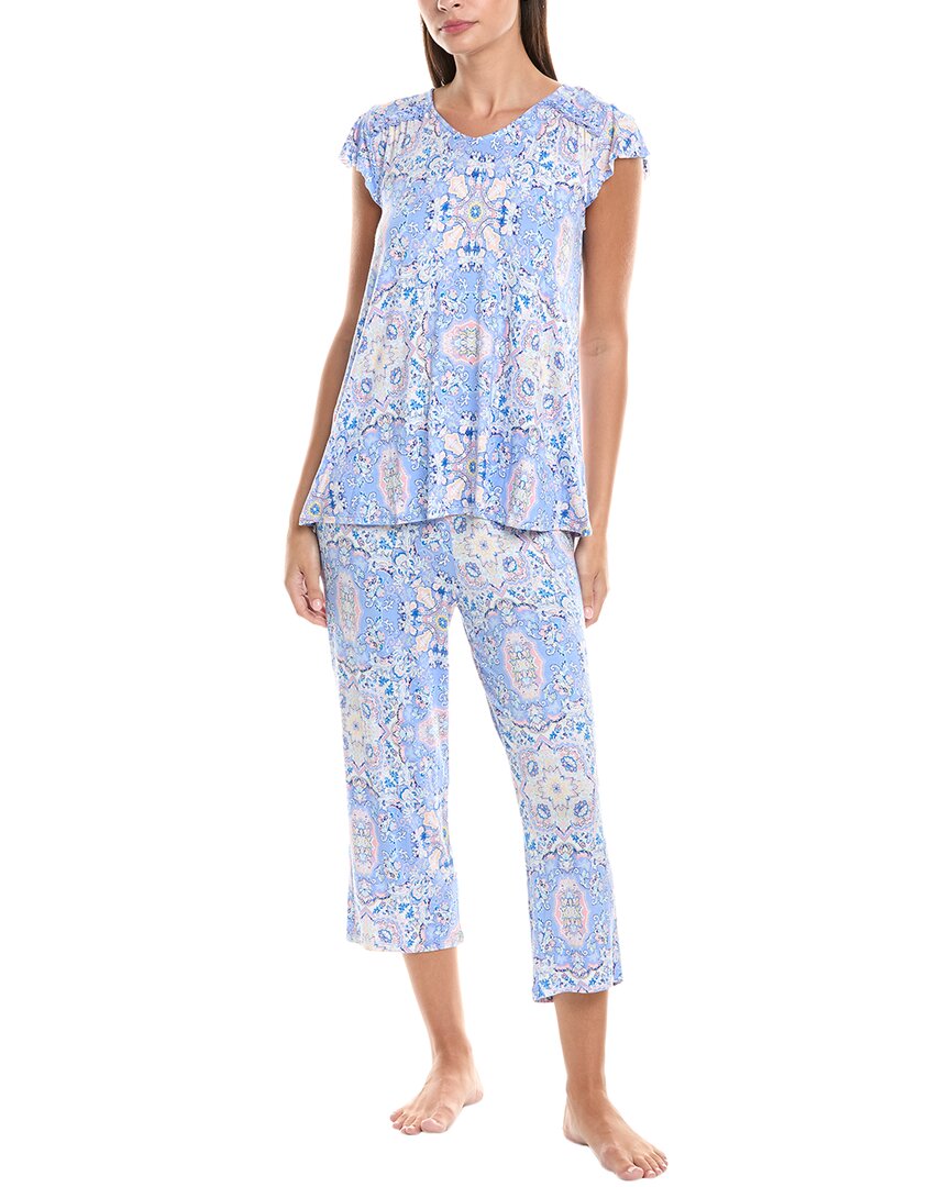Ellen Tracy 2pc Top & Pant Pajama Set In Blue