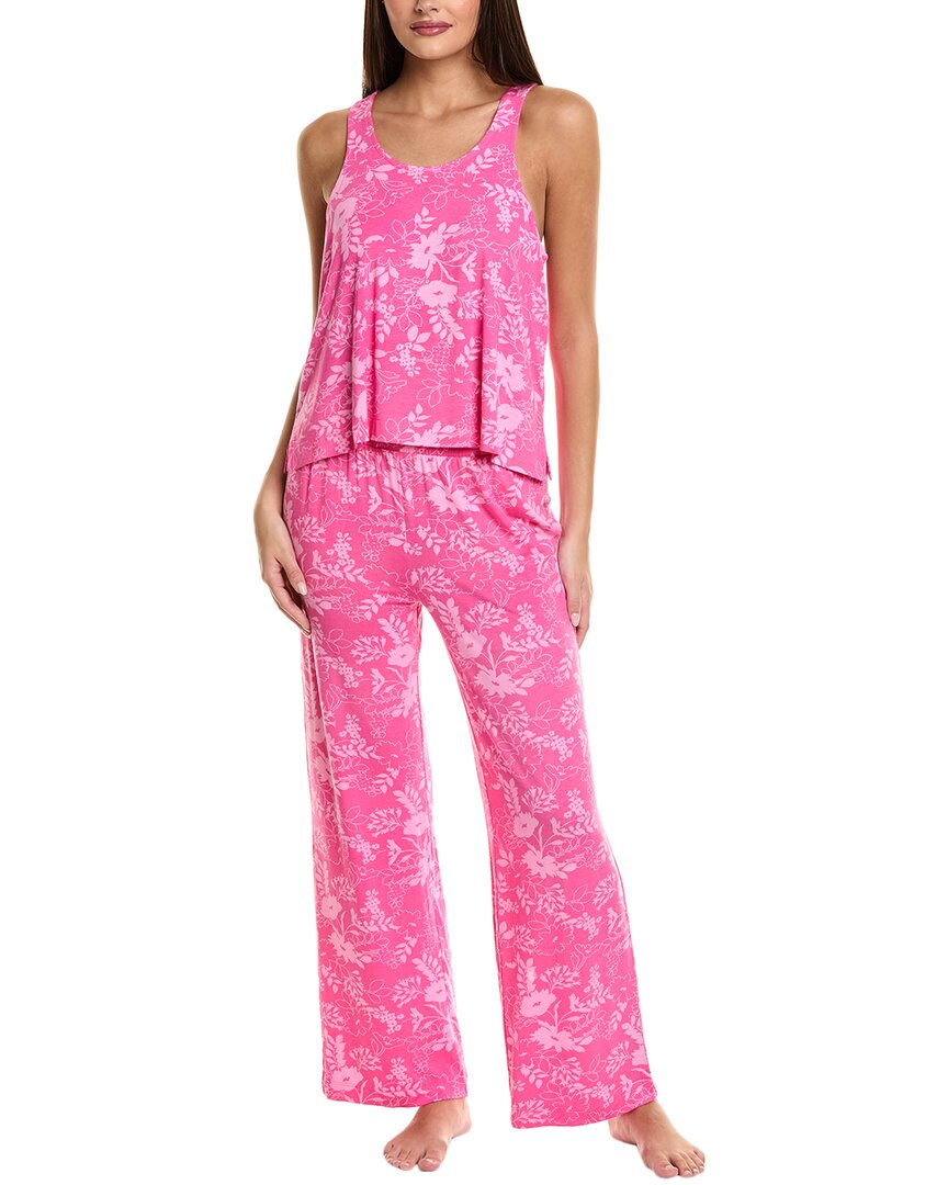 Sanctuary Women's Sleeveless Knit Long Flowy Pajama Set With Pockets In Pink