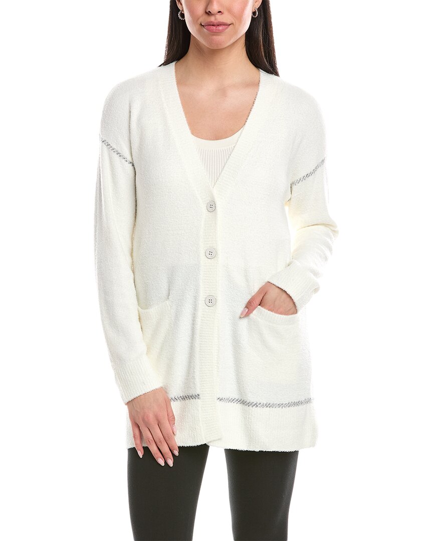 Barefoot Dreams Cozychic Lite Contrast Stitch Cardigan In Grey