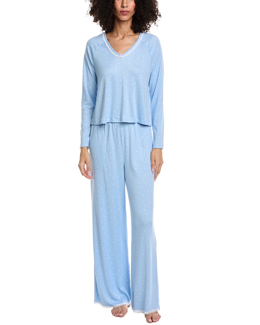 40 Winks 2pc Top & Long Pajama Pant Set In Blue