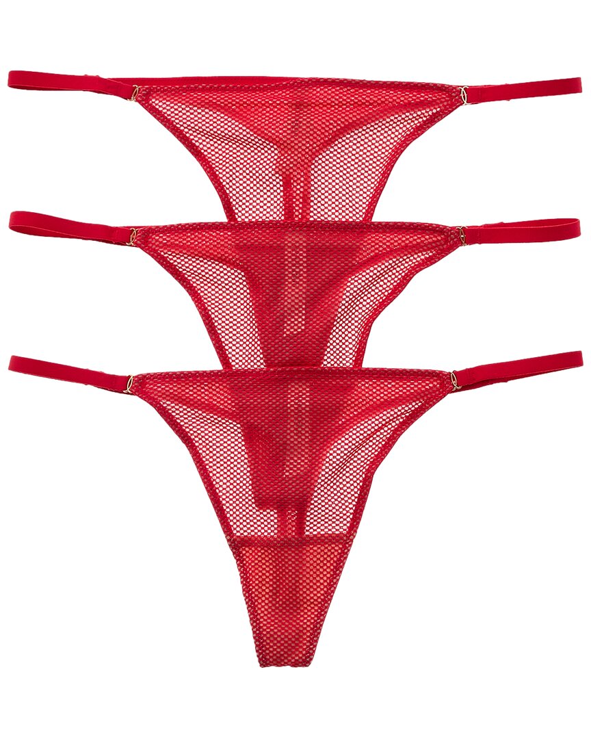 Skarlett Blue Set Of 3 Mischief Thong In Pink