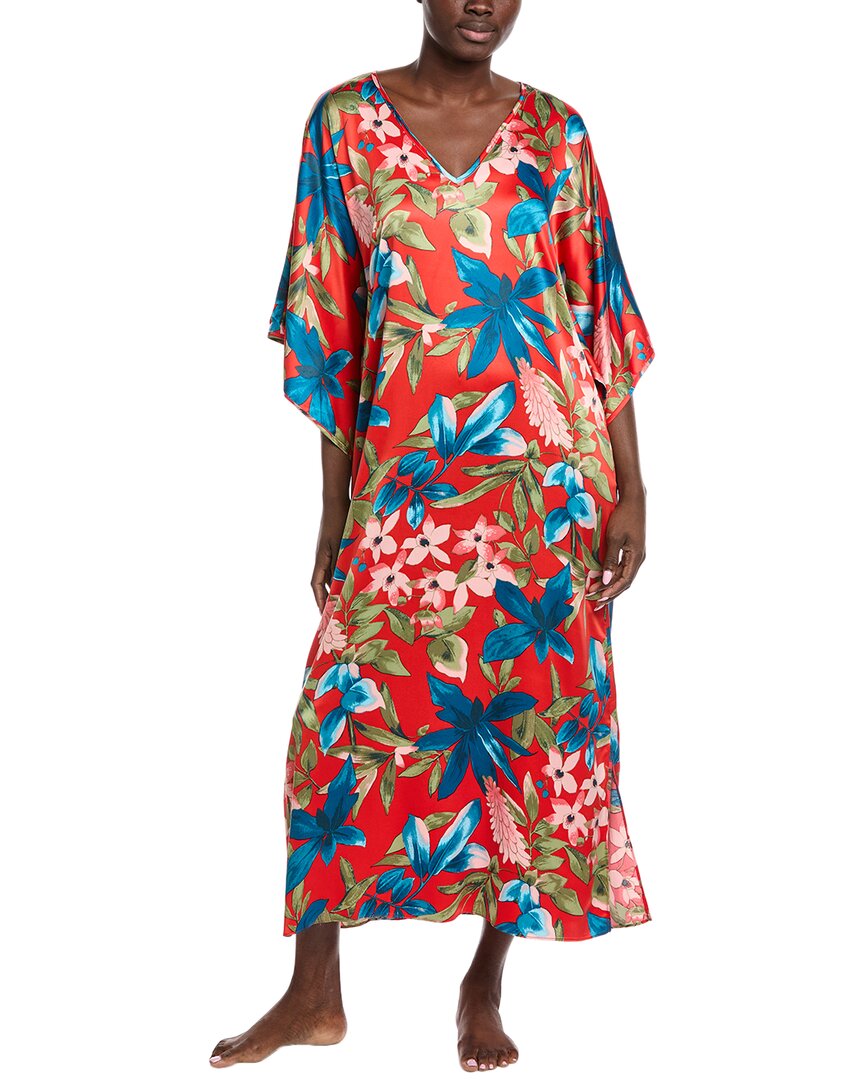 N Natori Tropical Breeze Caftan In Red