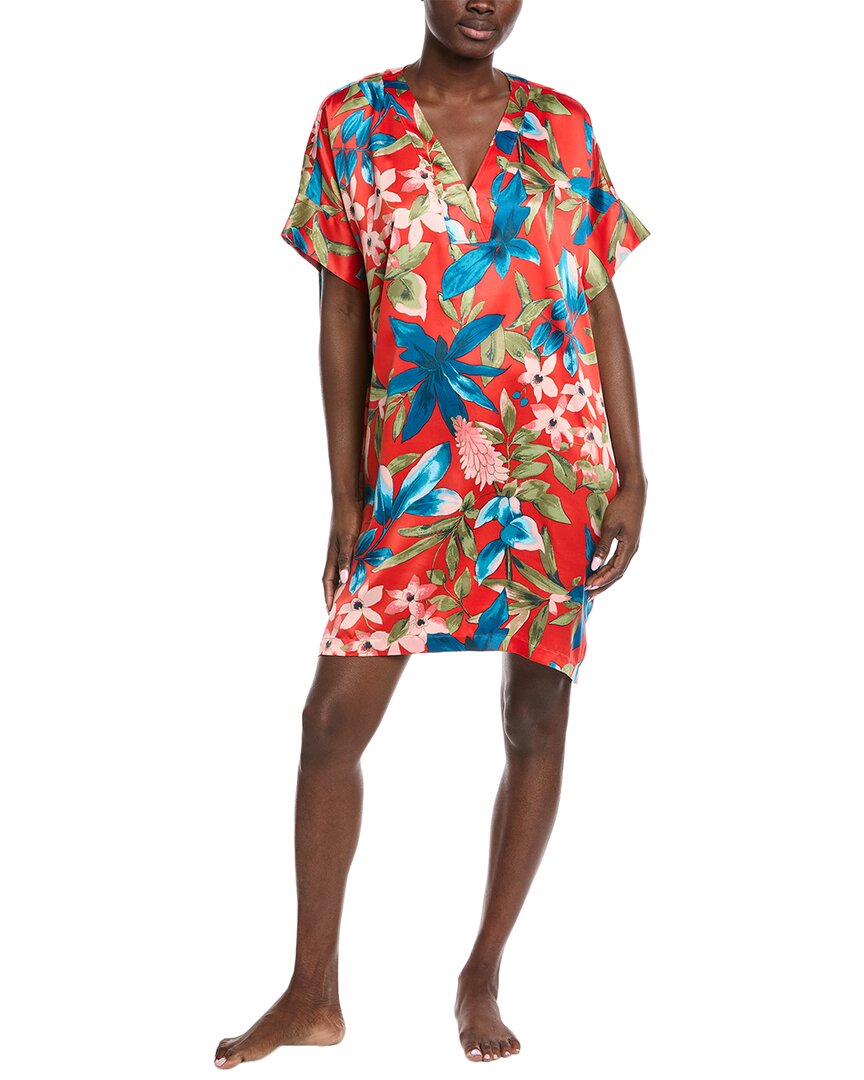 N Natori Tropical Breeze Satin Dress In Red